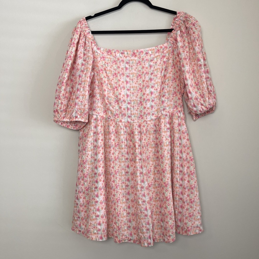 American Eagle Puff Sleeve Smocked Cottagecore Boho Babydoll Mini Dress Sz‎ XL